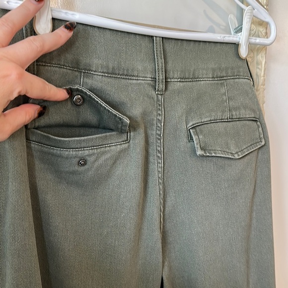 A • NEW DAY | Olive Green High Waist Pleat Front Tapered Trousers Khakis - Picture 13 of 16